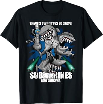 Jeff Hobrath There's Two Types of Ships, Submarines and Targets Unisex-Adults, Unisex-Kids Black Cotton Blend Short Sleeve T-Shirt