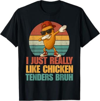 Funny Dabbing Chicken Tenders Bruh Boys Kid Retro Fast Food T-Shirt