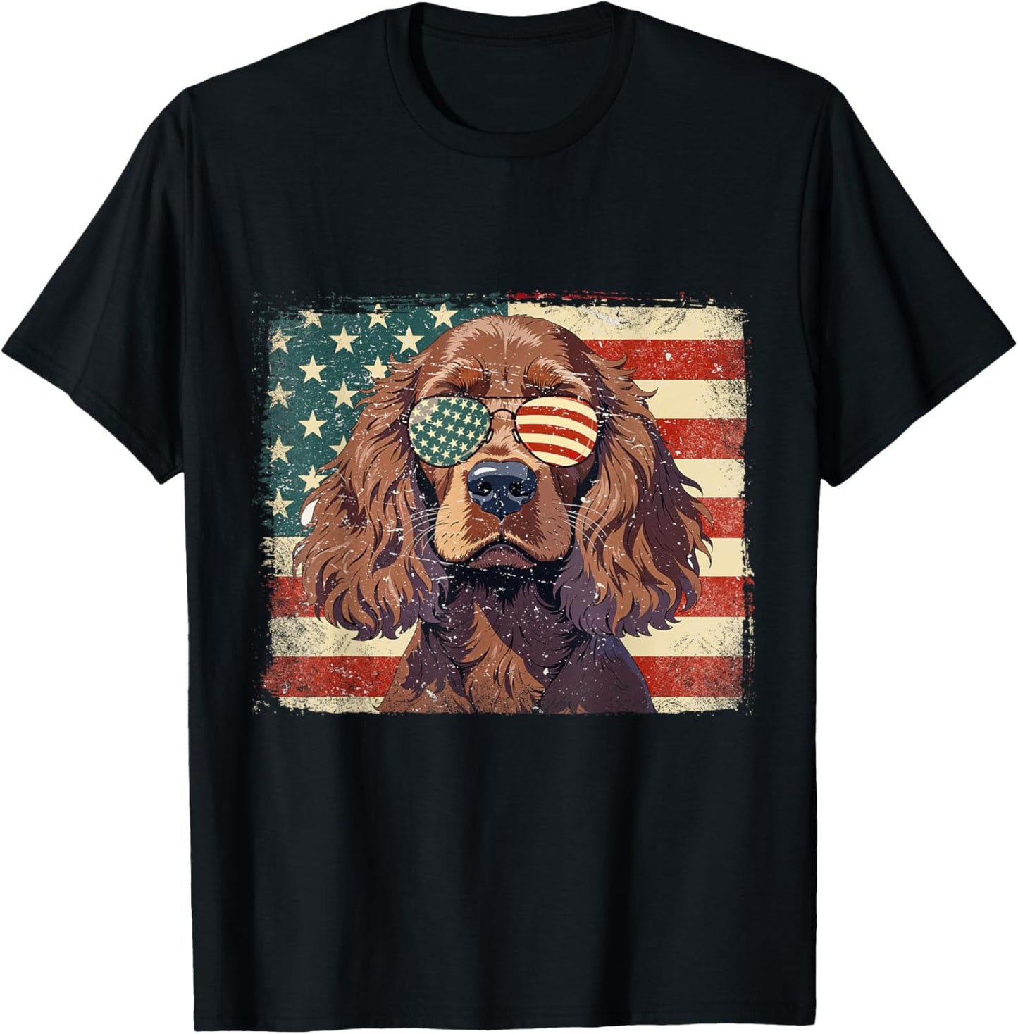 Patriotic American Cocker Spaniel Dog Usa Flag 4th Of July T-shirt