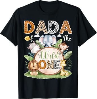 Dada Of The Wild One Safari Woodland 1St Birthday Kids T-Shirt