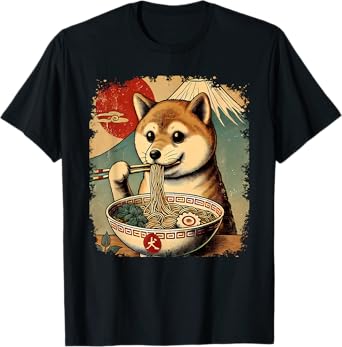 Funny Shiba Inu Ramen Graphic Japanese Kawaii Anime Dog T-Shirt