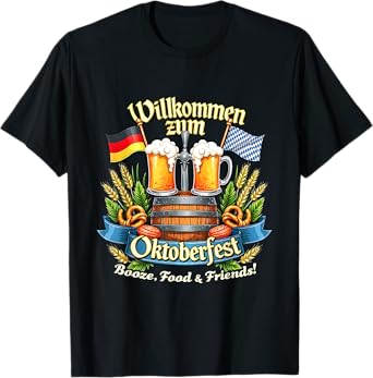 Oktoberfest German Willkommen Zum Friends Drink Group T-Shirt
