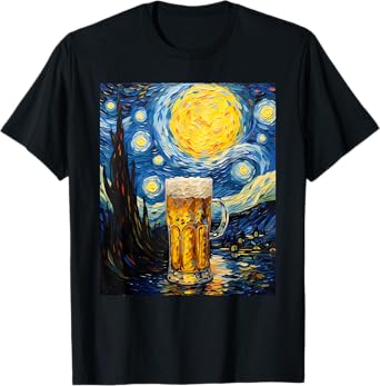 Aesthetic Vangogh Style Starry Night Beer T-Shirt