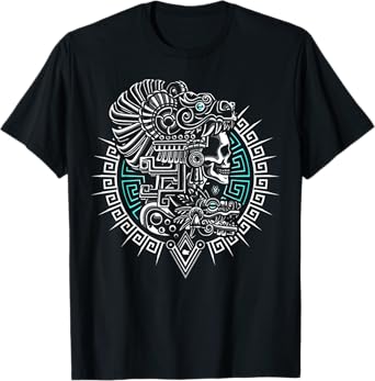 Mexico Azteca Mayan Warrior Jaguar Skull Patriotic Mexican T-Shirt