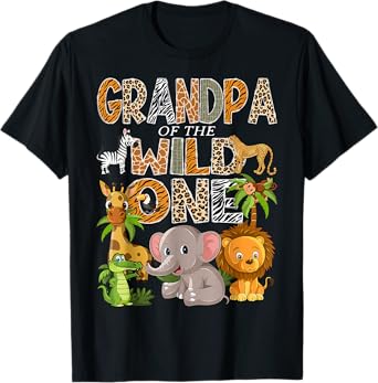 Grandpa Of The Wild One 1St Birthday Boy Safari Jungle T-Shirt