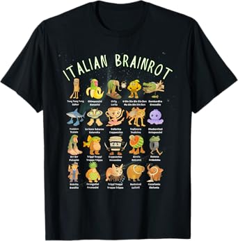Types of Italian Brainrot Meme Character Hand Drawn Teens T-Shirt