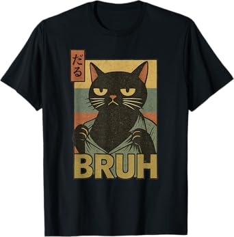 Funny Cat Bruh Teen Boys Girls Men Women Meme Japanese Anime T-Shirt