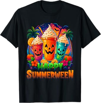 Jack-O-Lantern Summerween Vibes Skeleton Summer Watermelon T-Shirt