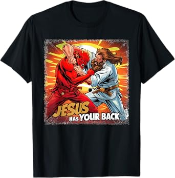 Jesus Has Your Back Jiu Jitsu Retro Christian Men Women Kids T-Shirt