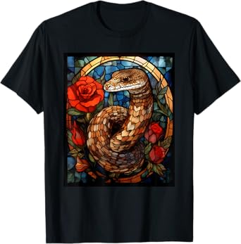 Stained Glass Style Western Diamondback Rattlesnake T-Shirt