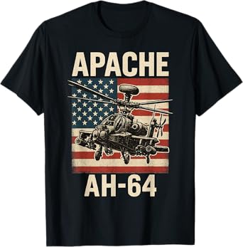Apache AH 64 USA American Flag United States Patriotic T-Shirt