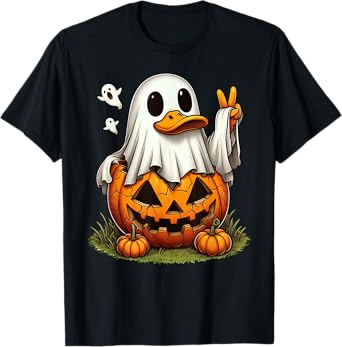 Funny Duck Boo Halloween Ghost Womens Mens Kids T-Shirt