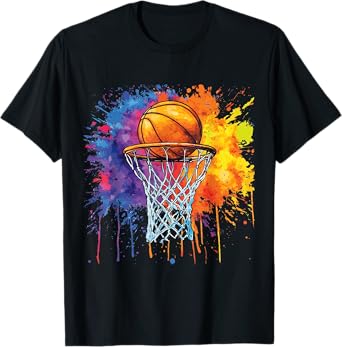 Basketball Colorful Drip Graphic T-Shirt