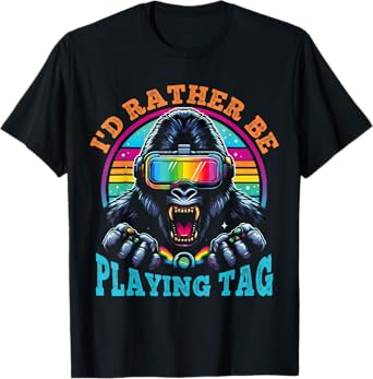 Bruh I'd Rather Be Playing Boys Adult Man Birthday Gorilla T-Shirt