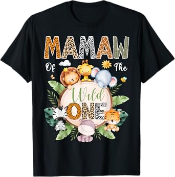Mamaw Of The Wild One 1St Birthday Safari Jungle Animal T-Shirt