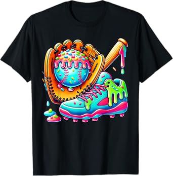 Ice Cream Drip Baseball Stuff Baseball Drip For Boys Graphic T-Shirt