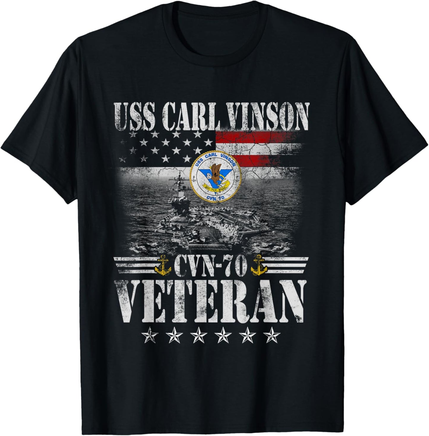 USS Carl Vinson CVN-70 Aircraft Carrier USA Flag Veteran Men T-Shirt