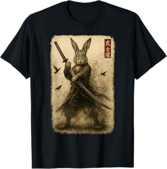 Samurai Bunny Japanese Art Rabbit Warrior Bushido Katana T-Shirt