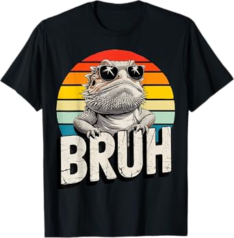 Gaming Bearded Dragon Bruh Retro Lizard BRUH Kids Boys Girls T-Shirt