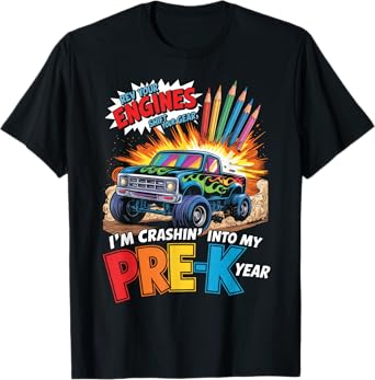 Back to School Pre-K Preschool Monster Truck First Day Boys T-Shirt
