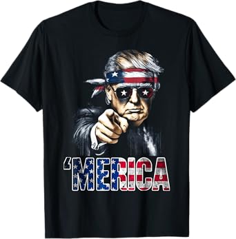 Funny 'MERICA American Flag USA T-Shirt