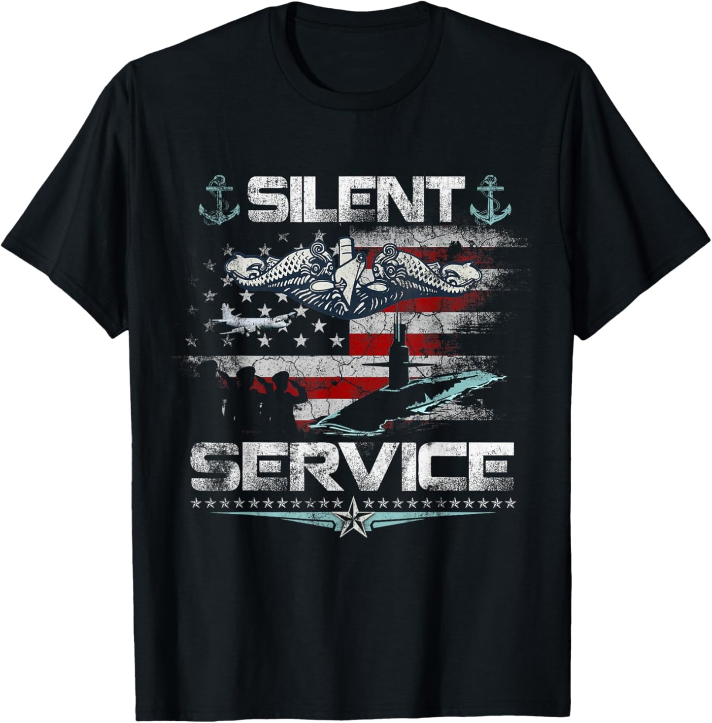 U.S Submarines Silent Service Flag Patriotic Veterans Day T-Shirt