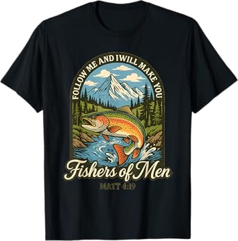 Christian Fishing Hunting Outdoor Tee Matt 4:19 Church T-Shirt