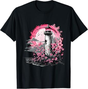 Lighthouse Sailing Sea Beach Boating Seaside House T-Shirt