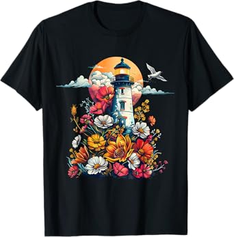 Lighthouse Seaside House Sailing Sea Beach Boating T-Shirt