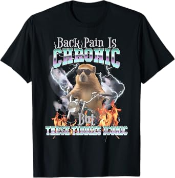 Back Pain Is Chronic But These Tiddies Iconic Funny Capybara T-Shirt