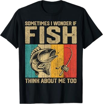 Funny Vintage Fishing Jokes Womens Mens Fisherman Bass Fish T-Shirt