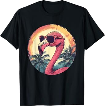 Flamingo Sunglasses Palm Tree Beach T-Shirt