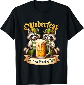 Funny Raccoon Drinking Oktoberfest On My Wurst Behavior T-Shirt