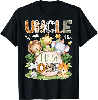 Uncle Of The Wild One 1St Birthday Kids Safari Jungle T-Shirt