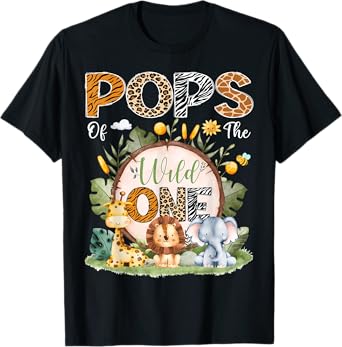 Pops Of The Wild One 1St Bday Safari Jungle Animals T-Shirt