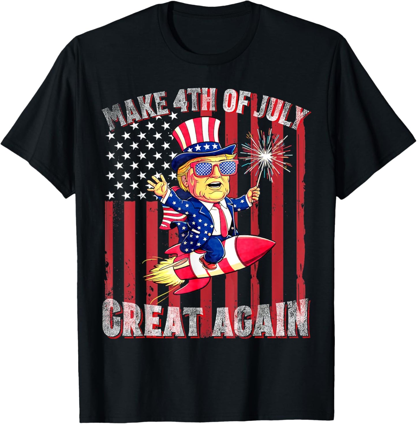 Donald Trump Patriotic Firework Make 4th Of July Great Again T-Shirt