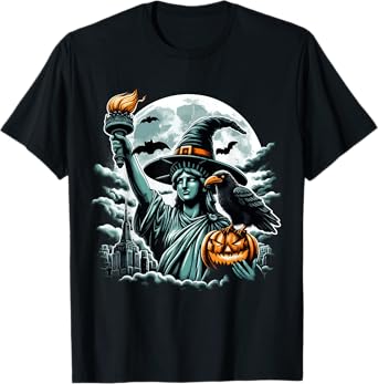 Statue of Liberty Witch Hat Halloween Spooky Feminist Funny T-Shirt