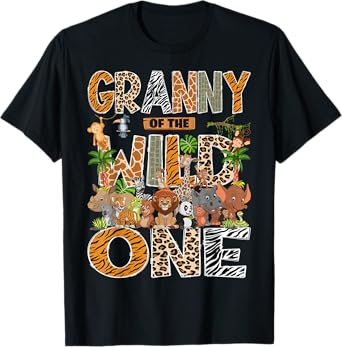 Granny Of The Wild One Safari Zoo Animal 1St Birthday T-Shirt