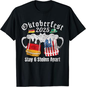 Oktoberfest 2025 6 Stein Apart Beer October Funny Drinking T-Shirt