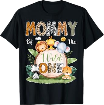 Mommy Of The Wild One 1St Birthday Kids Safari Jungle T-Shirt