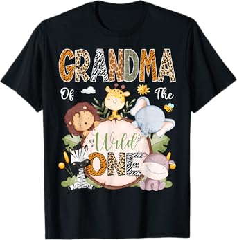 Grandma Of The Wild One 1St Birthday Safari Jungle Animals T-Shirt