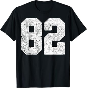 Distressed White Number 82 Jersey Player Uniform #82 Grunge T-Shirt