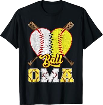Oma Of Both Ball Oma Half Baseball Softball T-Shirt