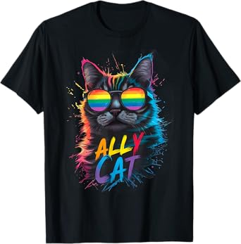 LGBT Ally Cat Be Kind Gay Rainbow Funny LGBTQ Men Women T-Shirt