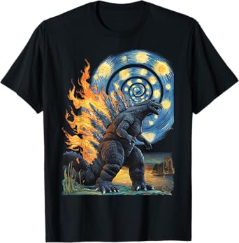 Kaiju Starry Night Japanese Art Anime Van Gogh Funny Gifts T-Shirt
