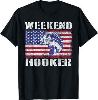 Weekend Hooker Fishing Fishermen American Flag T-Shirt