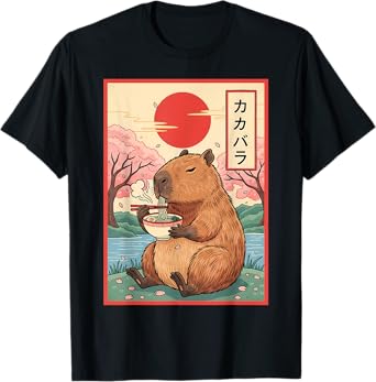 Capybara Anime Graphic Ramen Kawaii Japanese Vintage Capy T-Shirt