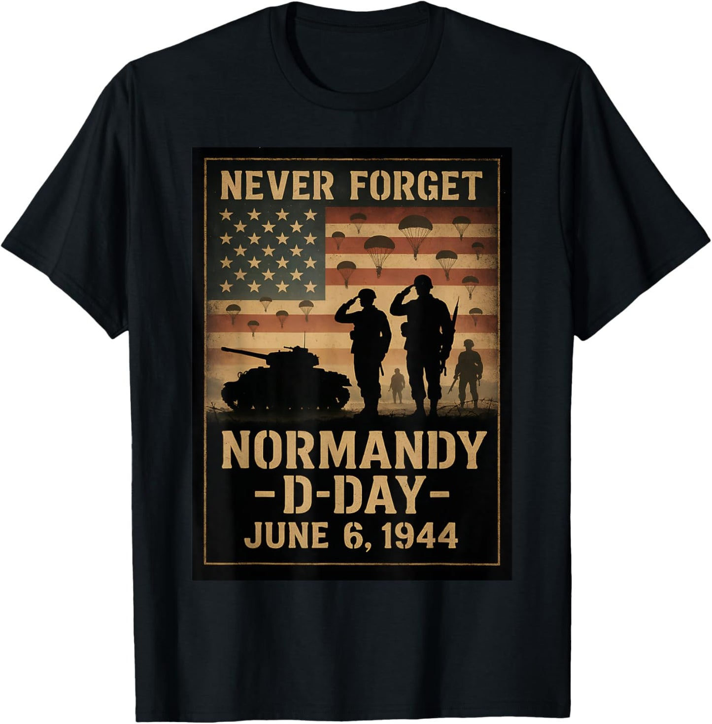 D-Day 81st Anniversary Normandy 1944 Military Tribute Men T-Shirt