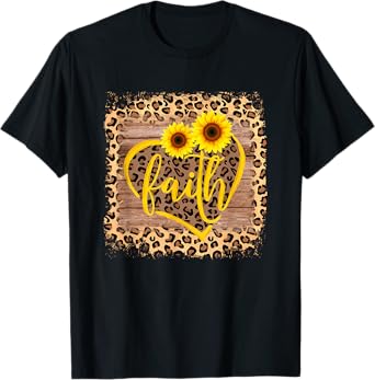 Leopard Faith Christian Bible Verse Sunflower Religious Gift T-Shirt