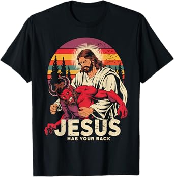 Jesus Has Your Back Jiu Jitsu Retro Christian Men Women Kids T-Shirt
